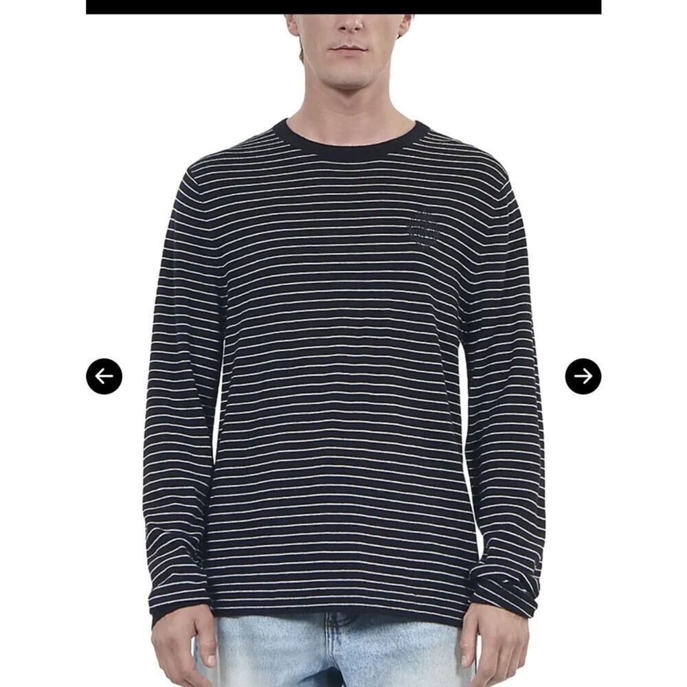 $355 The Kooples Embroidered Blazon Crewneck Sweater In Black/White  NWT